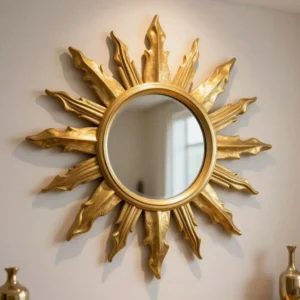 Miroir soleil doré