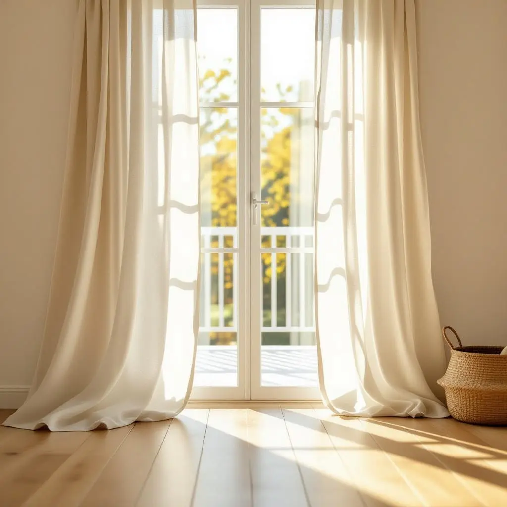 Rideaux en mouvement.Lumière et légèreté